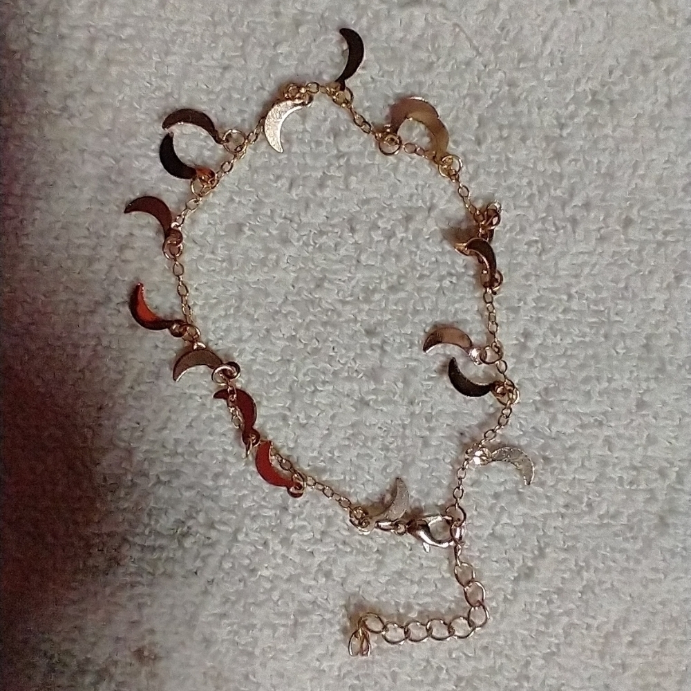 Goldtone moon chain bracelet